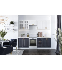 VIKTORIA 240 kuchnia zestaw korpus: biały, front: granatowy / biały (10p1kpl)