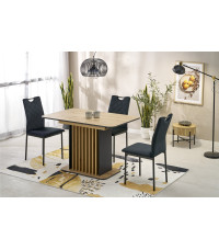 WILSON stół rozkładany, blat - dąb artisan / czarny, nogi - dąb artisan / czarny (2p1szt)