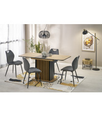 WILSON stół rozkładany, blat - dąb artisan / czarny, nogi - dąb artisan / czarny (2p1szt)