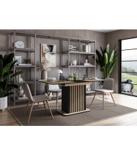 WILSON stół rozkładany, blat - dąb artisan / czarny, nogi - dąb artisan / czarny (2p1szt)