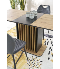 WILSON stół rozkładany, blat - dąb artisan / czarny, nogi - dąb artisan / czarny (2p1szt)