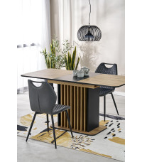 WILSON stół rozkładany, blat - dąb artisan / czarny, nogi - dąb artisan / czarny (2p1szt)