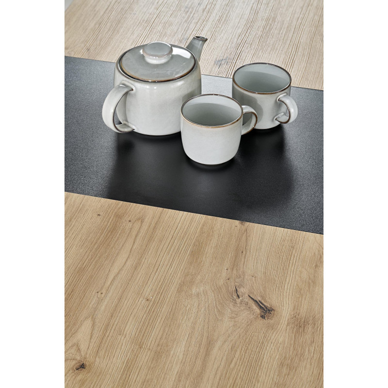 WILSON stół rozkładany, blat - dąb artisan / czarny, nogi - dąb artisan / czarny (2p1szt)