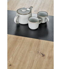 WILSON stół rozkładany, blat - dąb artisan / czarny, nogi - dąb artisan / czarny (2p1szt)
