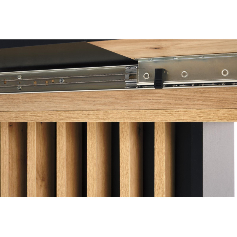 WILSON stół rozkładany, blat - dąb artisan / czarny, nogi - dąb artisan / czarny (2p1szt)