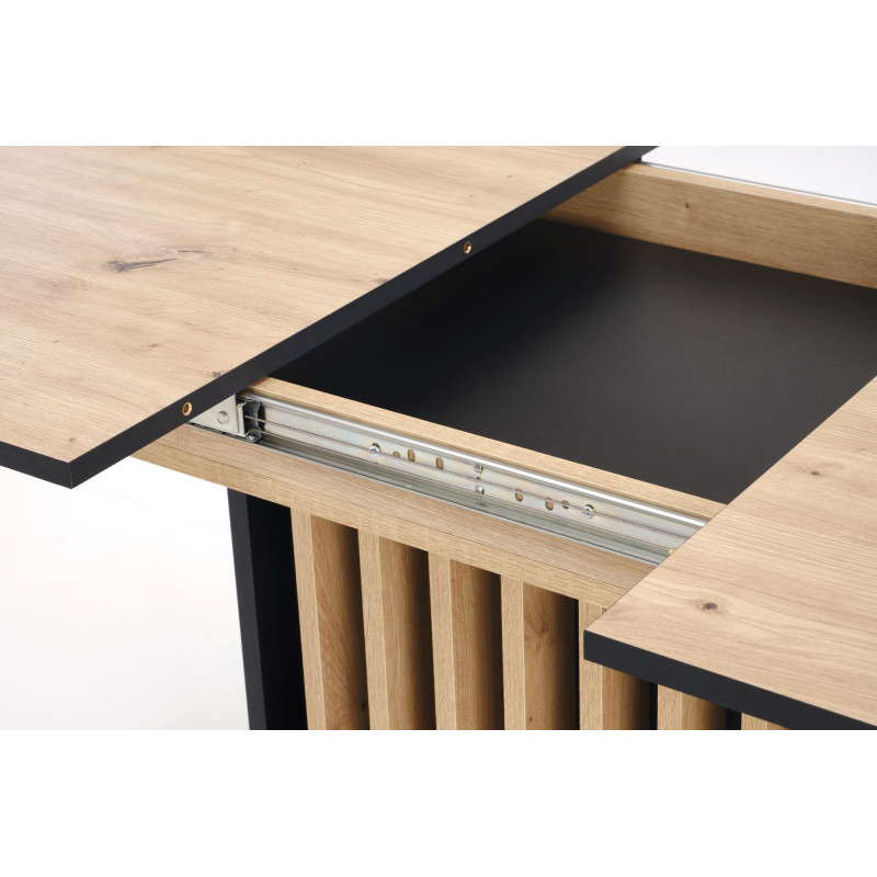 WILSON stół rozkładany, blat - dąb artisan / czarny, nogi - dąb artisan / czarny (2p1szt)