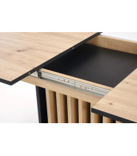 WILSON stół rozkładany, blat - dąb artisan / czarny, nogi - dąb artisan / czarny (2p1szt)