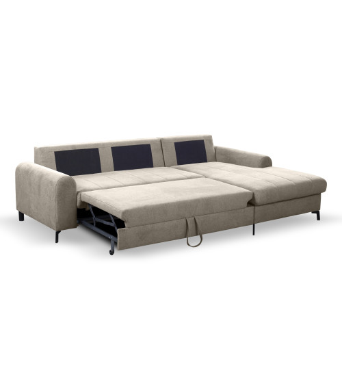 Narożnik rozkładany z pojemnikiem na pościel Akira BROOKLYN TRUFFLE PRAWY