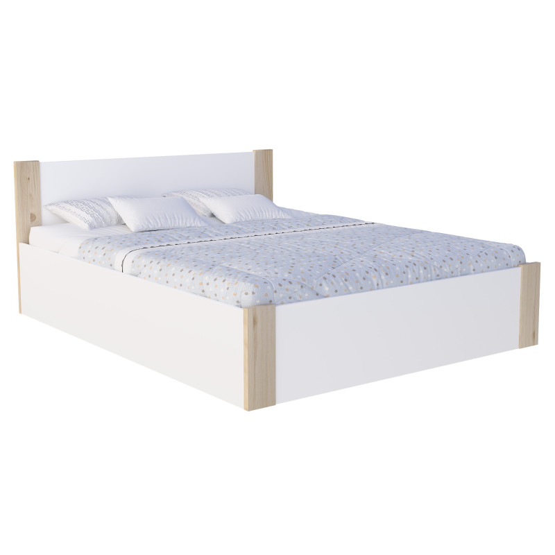 Łóżko Boston Plus 120x200 - (BIEL) (SOSNA) / ZE STELAŻEM PODNOSZONYM / BEZ MATERACA