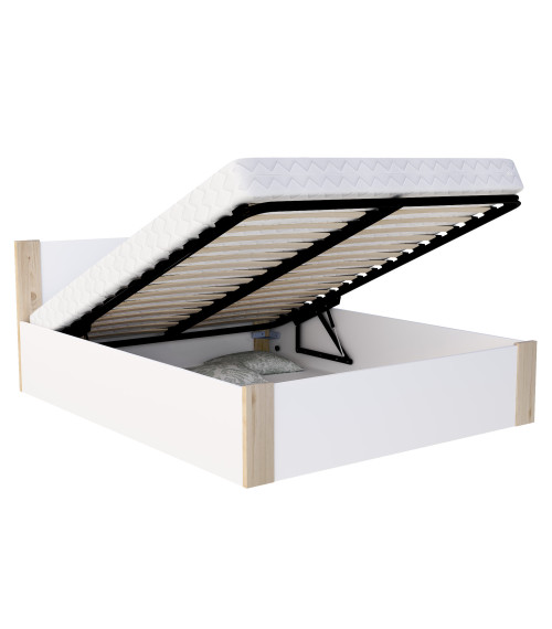 BOSTON PLUS 120200 - ŁÓŻKO (BIEL) (SOSNA) / ZE STELAŻEM PODNOSZONYM / BEZ MATERACA