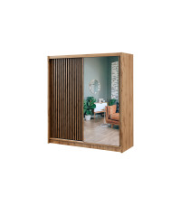 Szafa London 203 L DĄB WOTAN/CZARNY/LUSTRO