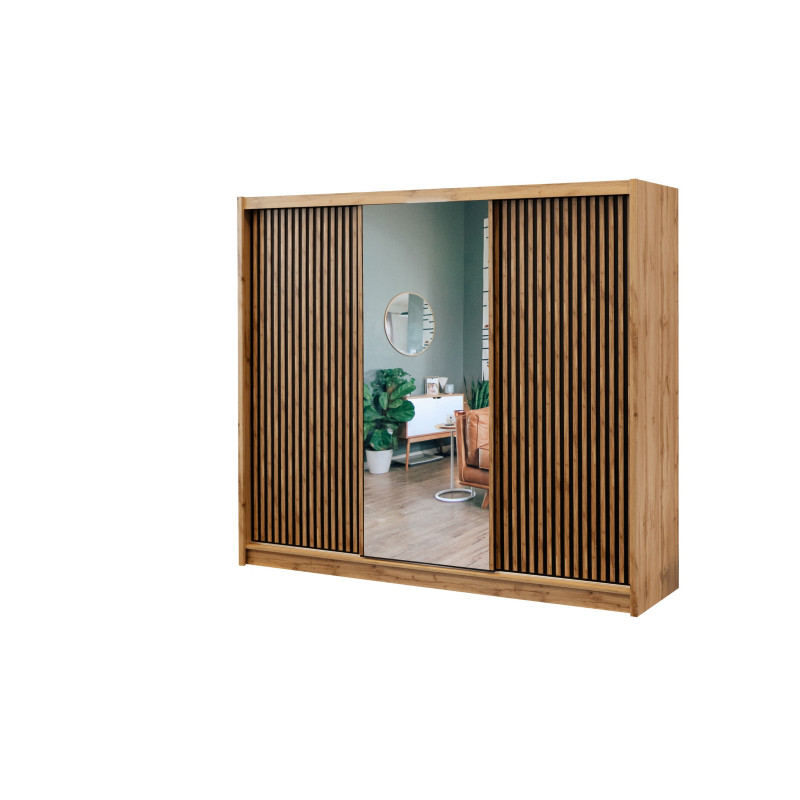 LONDON 250 L SZAFA DĄB WOTAN/CZARNY/LUSTRO