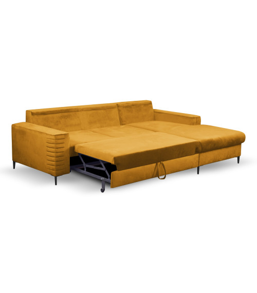 Narożnik rozkładany z pojemnikiem na pościel Collin prawostronny MUSTARD 8