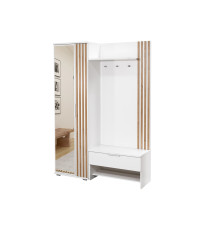 Garderoba Milo 140 z Lamelami Biały/Lustro