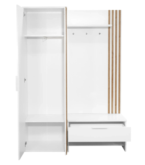 Garderoba Milo 140 z Lamelami Biały/Lustro