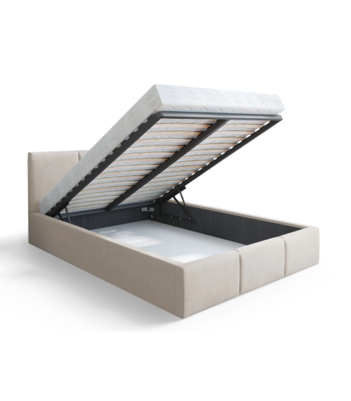 Łóżko FRESIA 160x200 (welur kremowy) łóżko bez materaca / stelaż metalowy