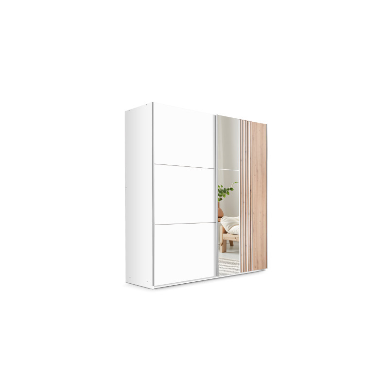 Szafa Sintra 203 Biały / Dąb Wotan / Lustro