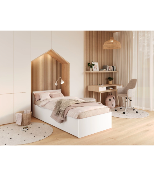 Łóżko Panama 90x200 - biel: BIEL, zagłówek, zanużek: BIEL