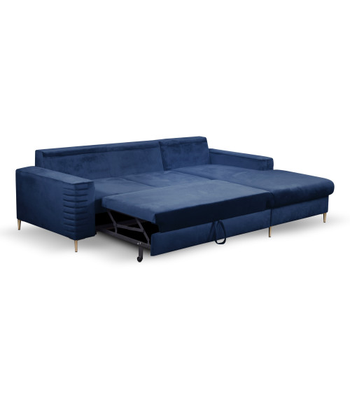 Narożnik rozkładany z pojemnikiem na pościel Collin prawostronny NAVY 25