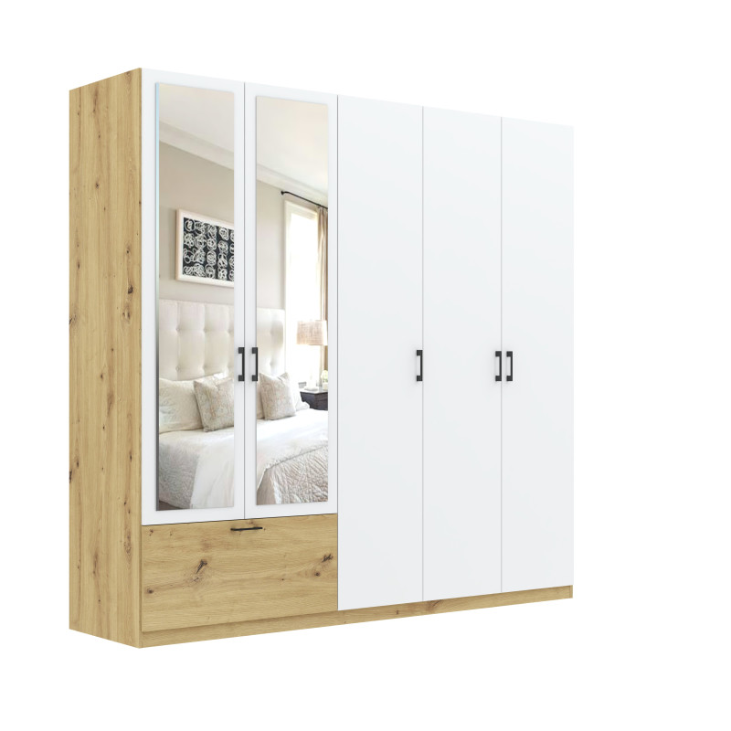 Szafa z lustrem Alta 5D1S - artisan/biały