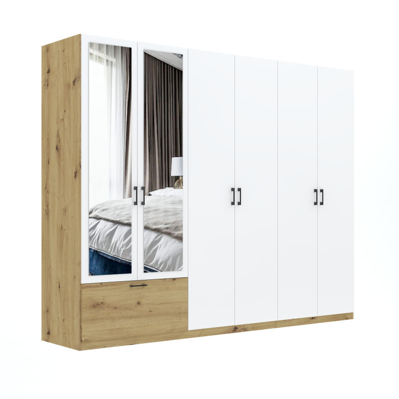 Szafa z lustrem Alta 6D1S - artisan/biały