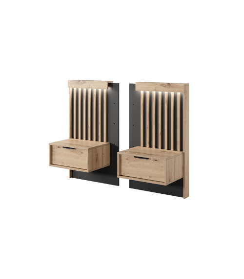 Stolik nocny Tally D 2x - Dąb Artisan/Antracyt