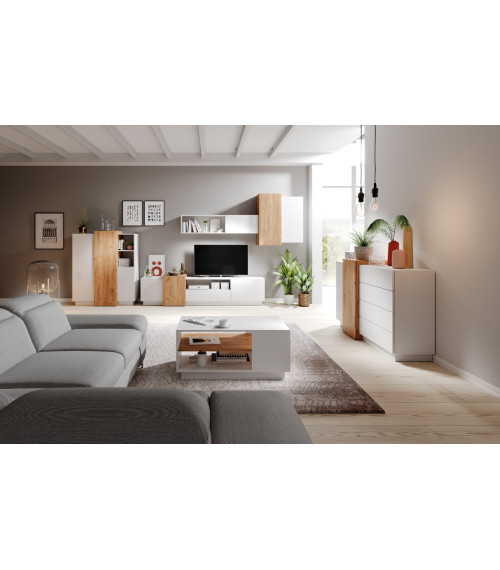 Komoda 3d - Biały/Dąb Craft Złoty