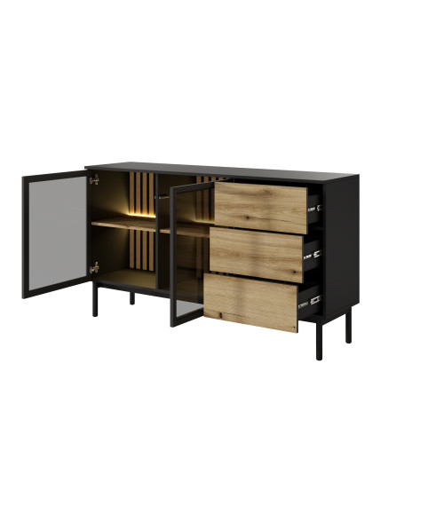 Komoda z led Lang C 150 Czarny/Evoke