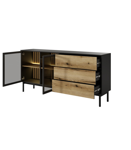 Komoda z led Lang D 180 Czarny/Evoke