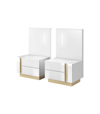 2x Stolik nocny z oświetleniem Arco  - Biały/Biały poł./Grandson