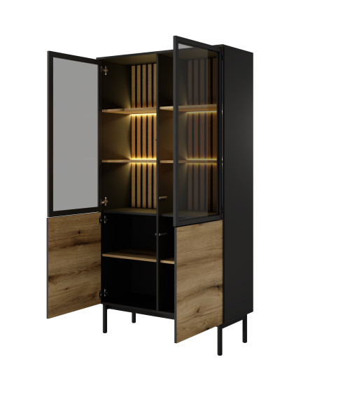 Witryna wysoka z led Lang A Czarny/Evoke