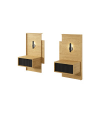 2x Stolik nocny z oświetleniem Baltic D Dąb baltic/Czarny