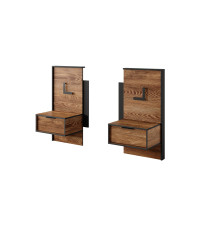 2x Stolik nocny z oświetleniem Milton D - Chestnut/Antracyt