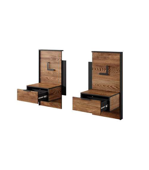 2x Stolik nocny z oświetleniem Milton D - Chestnut/Antracyt