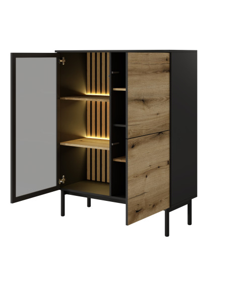 Witryna niska z led Lang B Czarny/Evoke