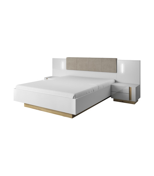 Łóżko 160 z pojemnikiem BEZ STELAŻA Arco - Biały/Biały poł./Grandson