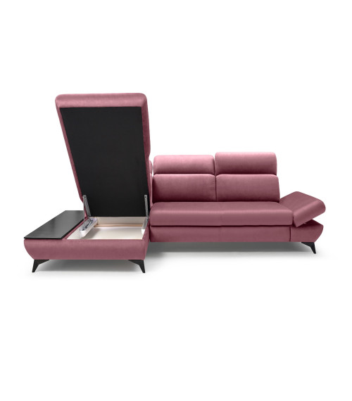 Narożnik lewostronny TITAN rozkładany z pojemnikiem na pościel FANCY 63