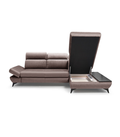 Narożnik prawostronny TITAN rozkładany z pojemnikiem na pościel BLUVEL 13