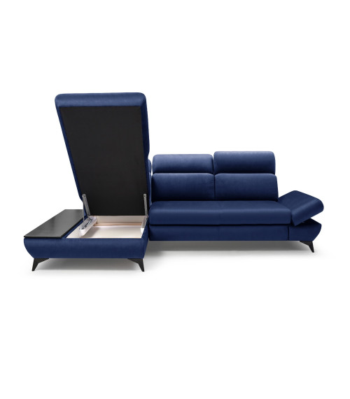 Narożnik lewostronny TITAN rozkładany z pojemnikiem na pościel BLUVEL 86