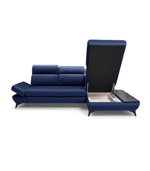 Narożnik prawostronny TITAN rozkładany z pojemnikiem na pościel BLUVEL 86