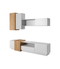 Meblościanka 3D - Biały/Dąb Craft Złoty