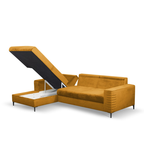 Narożnik lewostronny rozkładany z pojemnikiem na pościel Collin MUSTARD 8