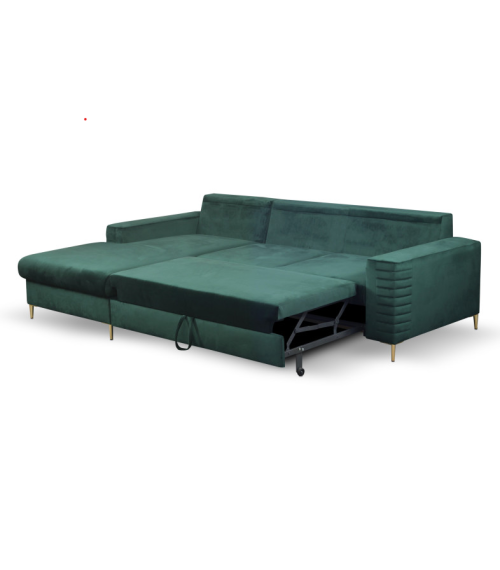 Narożnik lewostronny rozkładany z pojemnikiem na pościel COLLIN JUNGLE GREEN 27
