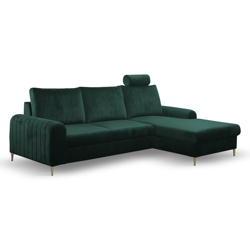 Narożnik prawy MONACO JUNGE GREEN 27 (VELUTTO 27) /nogi złote