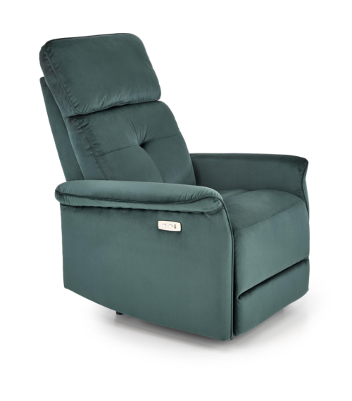 Fotel z funkcją elektrycznego rozkładania Semir /gniazdo USB, ciemny zielony (2p1szt)