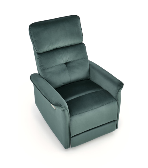 Fotel z funkcją elektrycznego rozkładania Semir /gniazdo USB, ciemny zielony (2p1szt)