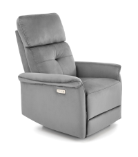 Fotel z funkcją elektrycznego rozkładania Semir /gniazdo USB, popielaty (2p1szt)