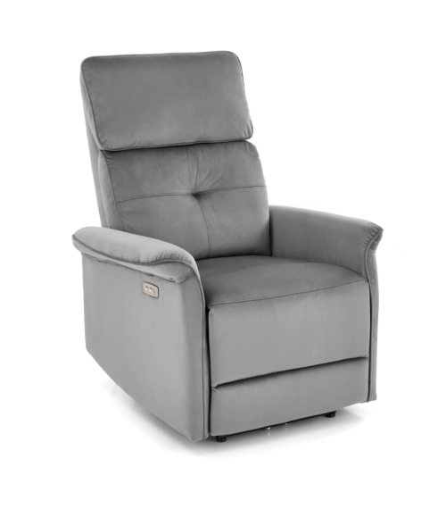 Fotel z funkcją elektrycznego rozkładania Semir /gniazdo USB, popielaty (2p1szt)