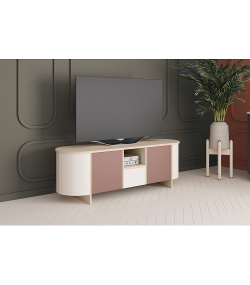 Stolik RTV Mileto - cappuccino/bordo/kaszmir mat