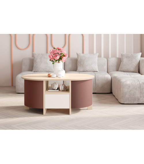 Ława Lumia - cappuccino/bordo/kaszmir mat